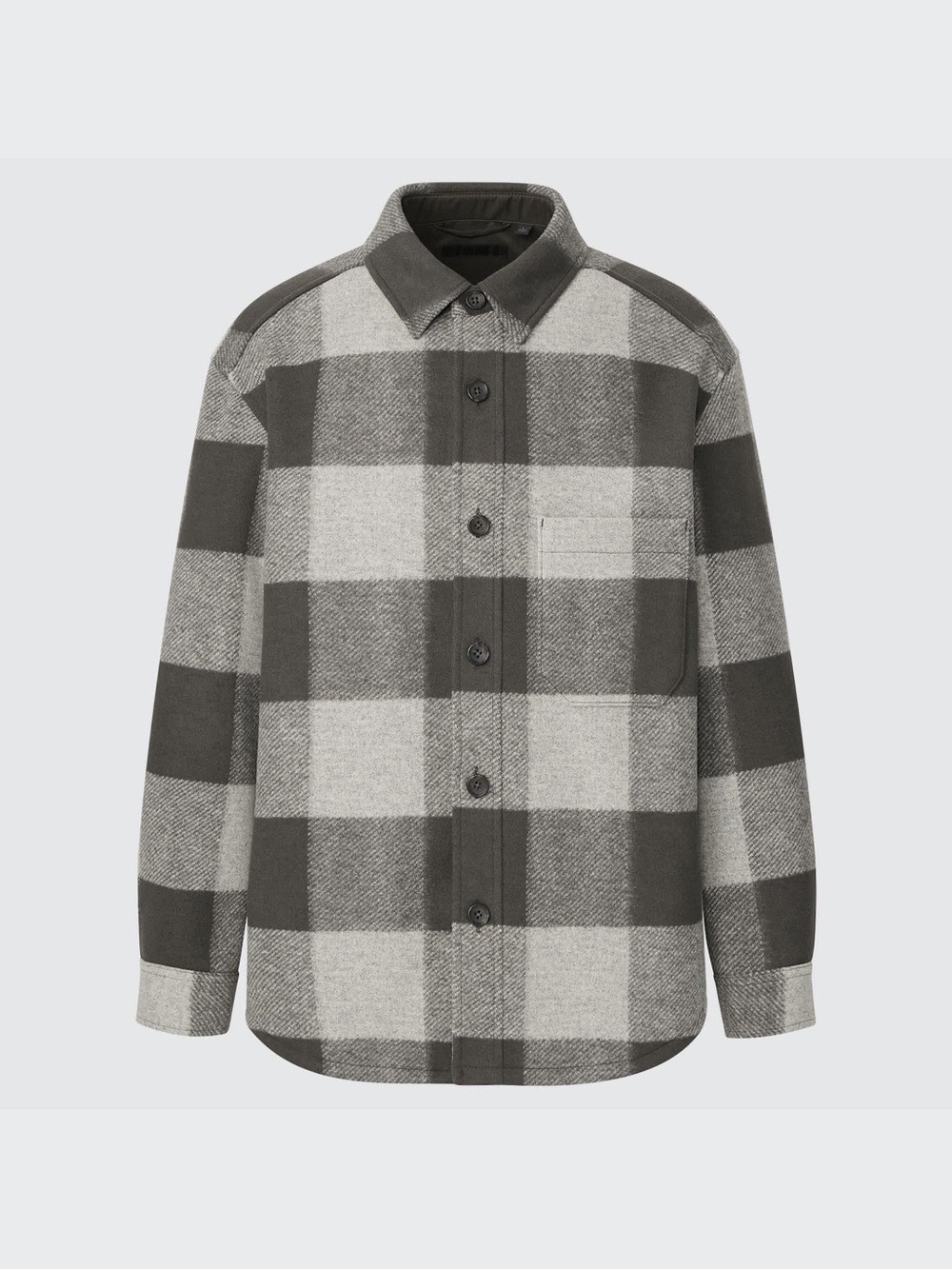 Uniqlo | L | Unisex Grey/Green Plaid Button-Up Shirt - Picture 2 of 6